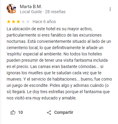 reseñas graciosas en hoteles