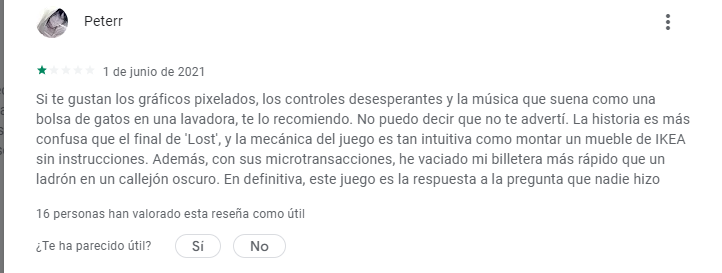 reseñas graciosas en google play